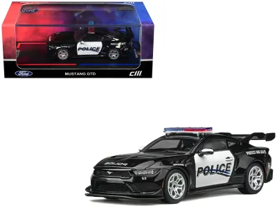 CM Models CM64-GTD-PD02 - Ford Mustang GTD Police Black and White 164 Diecast Model Ca