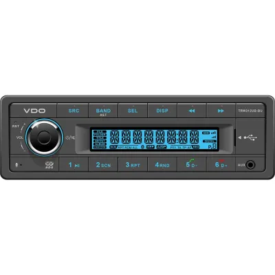 VDO TRW312UB-BU - VDO 12V Radio wFM RDS Tuner MP3WMAUSBBluetooth - Blue Illumi