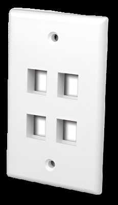 Vanco International 820104 - Multimedia Keystone Wall Plate 4 Port White