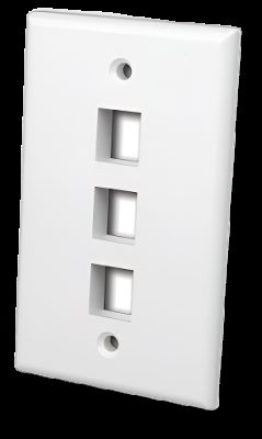 Vanco International 820103 - Multimedia Keystone Wall Plate 3 Port White