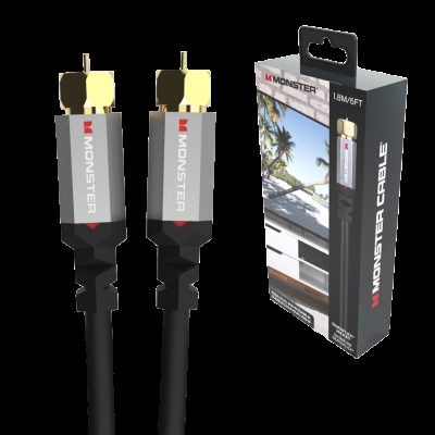 Monster VME20040 - 6 Gold Plated F-Pin Connector Duraflex Coaxial Cable Alumniu