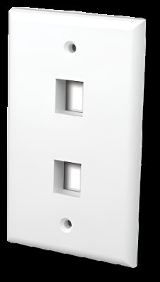 Vanco International 820102 - Multimedia Keystone Wall Plate 2 Port White