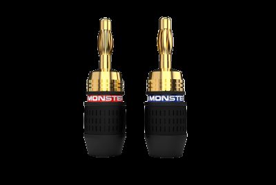 Monster VME30027 - Quicklock Speaker Gold Banana Connector Plug 2 Pairs (2 Blac