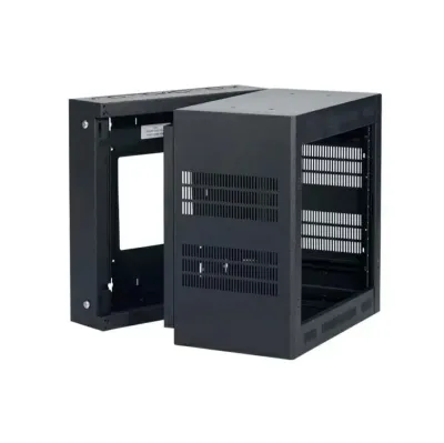 LOWELL MANUFACTURING LWR-1019 - Rack-Sectional Wall Mount-10u, 19in Deep, 1pr Adj Rails, Blk
