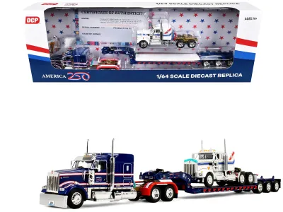 First Gear 69-2311 - Kenworth W900L with 72 Aerocab Flat Top Sleeper Blue with Wh