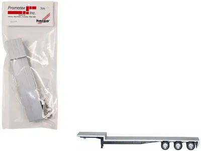 Promotex 005454S - 48ft 3-Axle Drop Deck Trailer with Chrome Wheels and Silver 