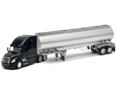 Welly 32697W-BK - Freightliner Cascadia Truck Black with Silver Tanker Trailer