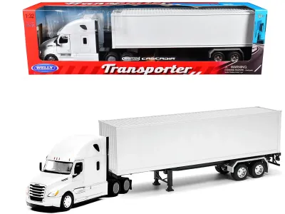 Welly 32696W-WHW - Freightliner Cascadia Truck White with White Container Trans