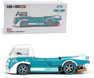 Mini GT KHMG220 - Volkswagen T1 Kaido Works V1 Truck Turquoise with White Top 