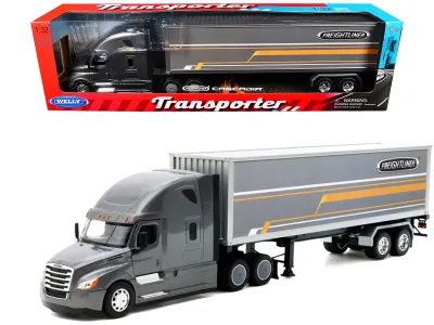 Welly 32696W-MJ-C - Freightliner Cascadia Truck Gray Metallic with Gray Containe