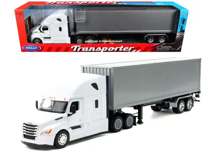 Welly 32696W-WH - Freightliner Cascadia Truck White with Gray Container Transp