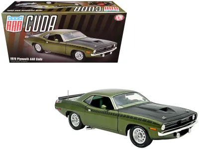 Acme A1806140 - 1970 Plymouth AAR Cuda Ivy Green Metallic with Black Stripes