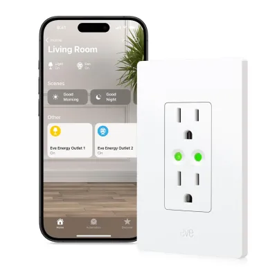 Eve Button 20ECN4101 - Eve Energy Outlet (Matter) Smart Outlet & Power Meter
