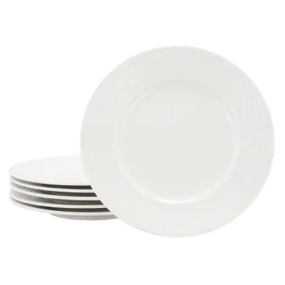 ELAMA ELM-OPHELIA6D - Elama Ophelia 6 Piece Stoneware Dinner Plate Set in White