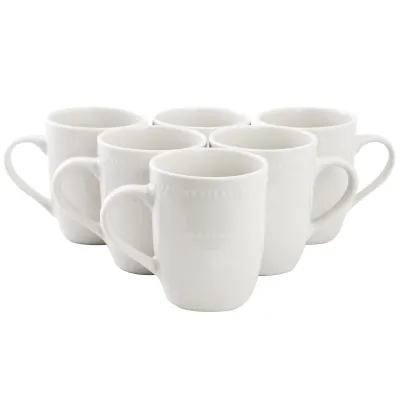 ELAMA ELM-OLEVIA6M - Elama Olevia 6 Piece Embossed Dot Stoneware 12 Ounce Mug Set