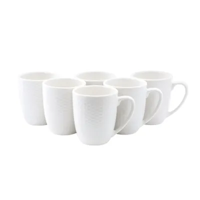 ELAMA ELM-OPHELIA6M - Elama Ophelia 6 Piece Stoneware 12 Ounce Mug Set in White