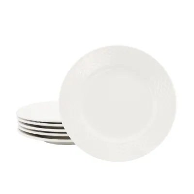 ELAMA ELM-OPHELIA6S - Elama Ophelia 6 Piece Stoneware Salad Plate Set in White