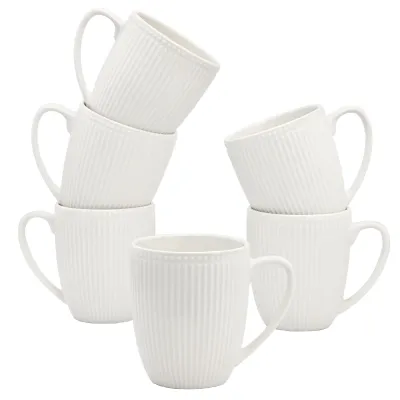 ELAMA ELM-GRETEL6M - Elama Gretel 6 Piece Round Stoneware 12 Ounce Mug Set in Whi
