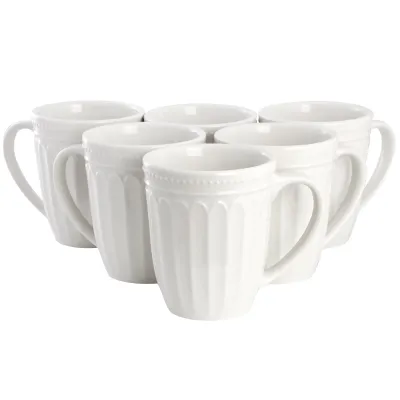 ELAMA ELM-HANSEL6M - Elama Hansel 6 Piece Embossed Arch Stoneware 12 Ounce Mug Se