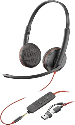 Plantronics 8X229A6 - Poly Blackwire 3225 Stereo USB-C Headset +3.5mm Plug +USB-CA