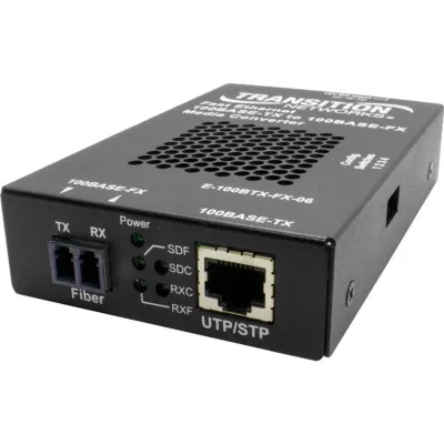 Transition Networks E-100BTX-FX-06(SMLC)-NA - 100BASE-TX RJ-45 TO 100BASE-FX, SM LC, W -NA PWR