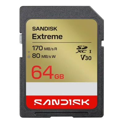 Western Digital SDSDXV2-064G-GUCIN - SanDisk, Extreme SDXC Memory Card, 64GB, UHS-I, V30, 170MBs 