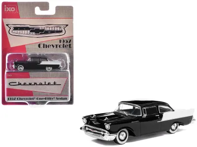 Greenlight IA64009 - 1957 Chevrolet One-Fifty Sedan Black and White 164 Diecast M