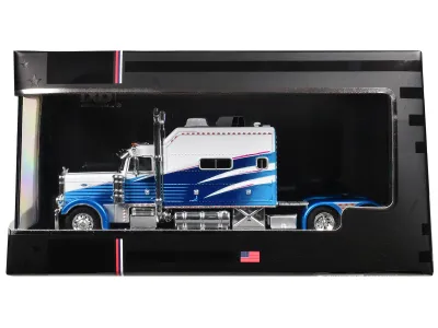Greenlight U64TR010 - 2002 Peterbilt 379 Truck Tractor White and Blue with Graphic