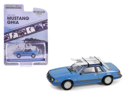Greenlight 30510 - 1981 Ford Mustang Ghia Coupe Blue Glow Metallic with Ski Roo