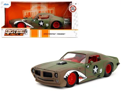 Jada Toys 35212 - 1972 Pontiac Firebird 9 Green Camouflage Flames with Graphic