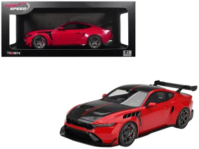 Top Speed TS0674 - Ford Mustang GTD Race Red and Carbon Fiber with Red Stripe 1