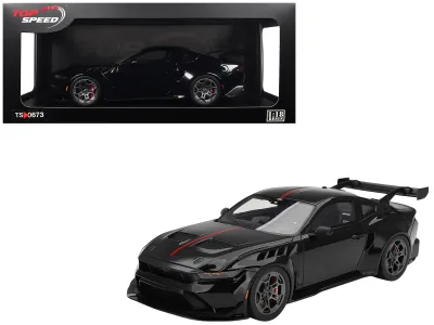 Top Speed TS0673 - Ford Mustang GTD Shadow Black with Red Stripe 118 Model Car 