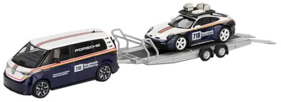 Mini GT MGTS0019 - Porsche 911 Dakar 718 Blue and White with Roof Rack and Volk