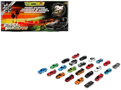 Jada Toys 37872 - 25 Years of Fast & Furious Advent Calendar Set of 24 Nano Ca