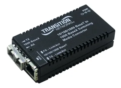 Transition Networks M/GE-PSW-SX-01-NA - MINI MEDIA CONVERTER 101001000B-T TO 1000B-SX SC MM W -NA PO