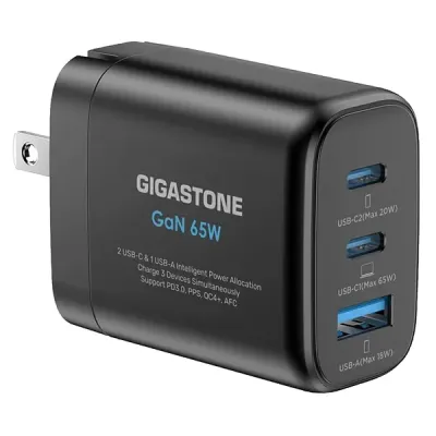 GIGASTONE GS-PD-7653B-R - 65W USBC&A CHARGER