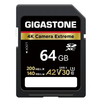 GIGASTONE GS-SDXC-A2V30-64GB-R - 64GB SD CARD 4K CAM EXTR