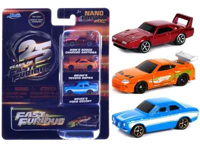 Jada Toys 31124-25TH - Fast & Furious 25th Anniversary 3 piece Set 2 Nano Hollywood
