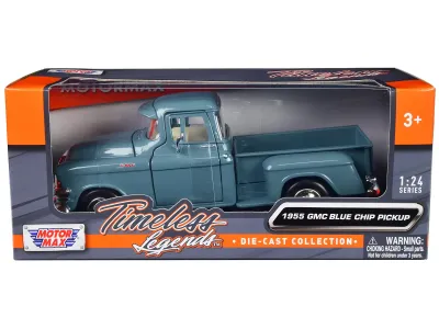 Motormax 79382bl - 1955 GMC Blue Chip Pickup Truck Light Blue Timeless Legends 