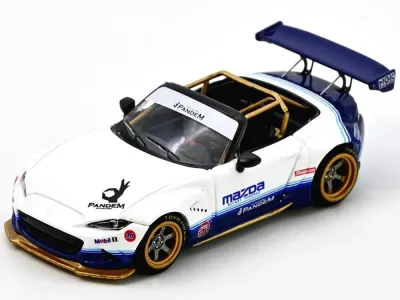 Inno Models IN64-MX5P-ND-01 - Mazda MX-5 ND Miata Pandem Rocket Bunny V1.0 White and Blue 
