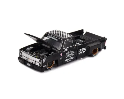 Mini GT KHMG236 - Chevrolet Silverado Dually Pickup Truck Hot Rod V1 Matt Blac