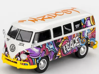Mini GT MGT01191 - Volkswagen T1 Microbus Mizu Design White with Graffiti Graph