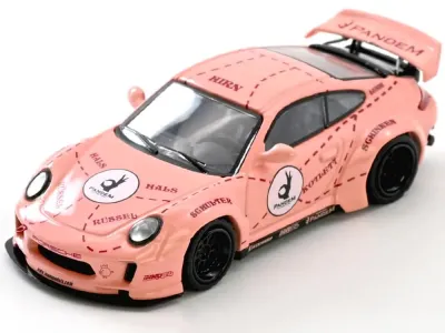 Inno Models IN64-997P-PPIG - Pandem 997 Pink Pig Pink with Graphics 164 Diecast Model Car
