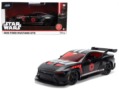 Jada Toys 37698 - 2025 Ford Mustang GTD Darth Vader Matt Black with Silver Str