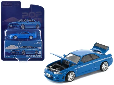 Pop Race PR64-PRE019 - GT-R R33 400R RHD (Right Hand Drive) Champion Blue with Whit