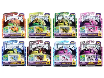 Car Tuned 597346-XX3 - Lowriders Show Glow Series 4 Set of 8 Pieces Diecast Model C