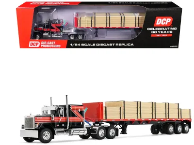 First Gear 60-2344 - GMC General with 60 Flat Top Sleeper & 48 Utility Flatbed Tr
