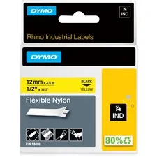Newell Brands 18490 - DYMO, CONSUMABLES, 12 FLEXIBLE NYLON LABEL FOR USE IN RHINO 