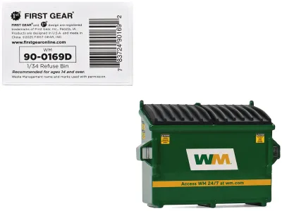 First Gear 90-0169D - Refuse Trash Bin Waste Management Green Version D 134 Diecas