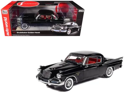 Autoworld AW327 - 1957 Studebaker Golden Hawk Midnight Black with Red Interior